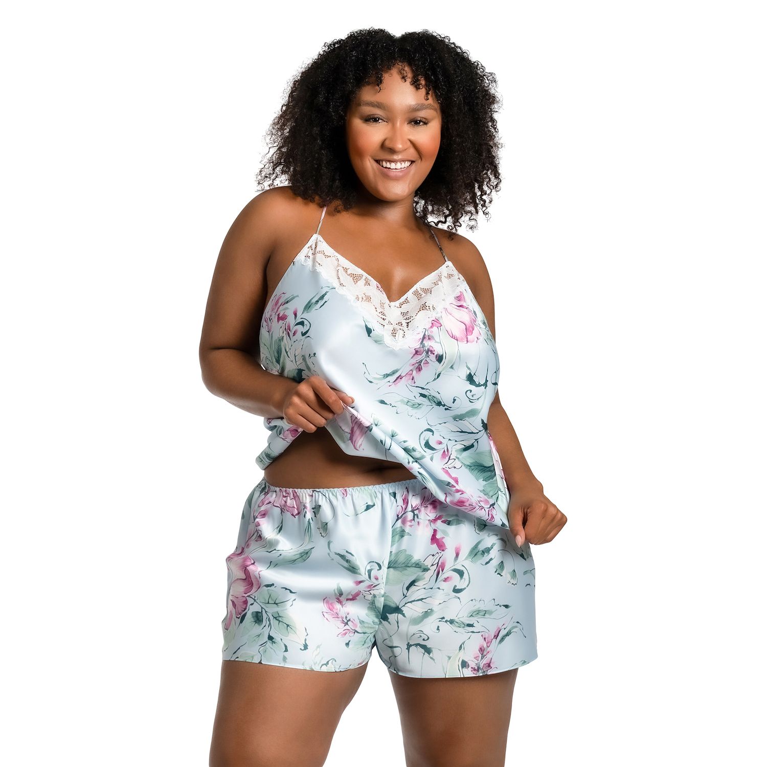 Women's Lace Pajama Set - Backless Crop Top Camisole & Low Rise Shorts 2-Piece Sleepwear - View #3
