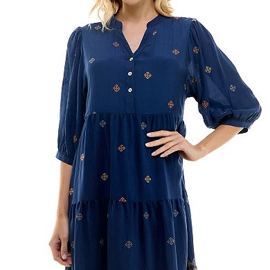 Women's Figueroa & Flower Button-Front Embroidered Midi Dress
