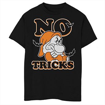 Boys Disney Snow White Seven Dwarfs Halloween Grumpy No Tricks Graphic Tee