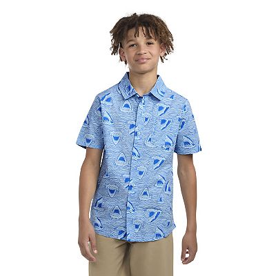Boys 8 20 Hurley Shark Pattern Polo Shirt Boy s Size XL Blue
