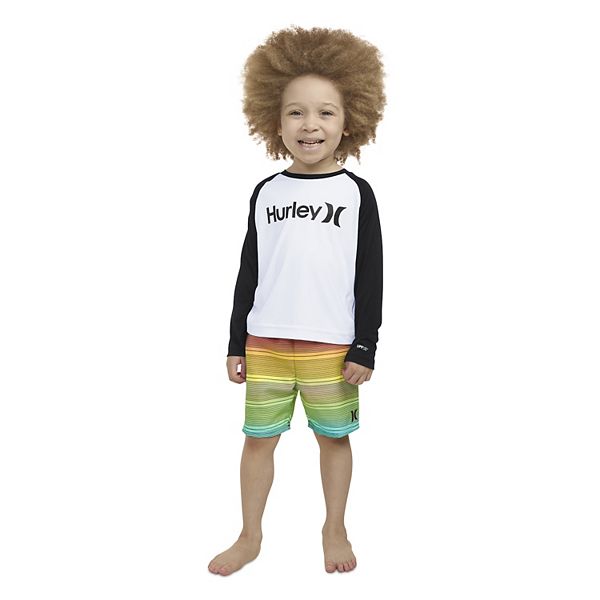 Toddler Boys Hurley UPF 50+ H2ODri Rash Guard and Swim Trunks Set