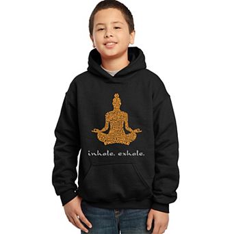 Inhale Exhale - Boy's Word Art Hooded Sweatshirt