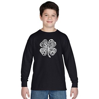Boy's Word Art Long Sleeve - Feeling Lucky