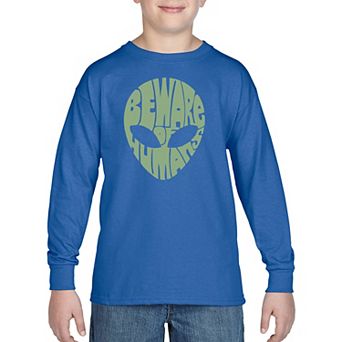 Boy's Word Art Long Sleeve - Beware of Humans