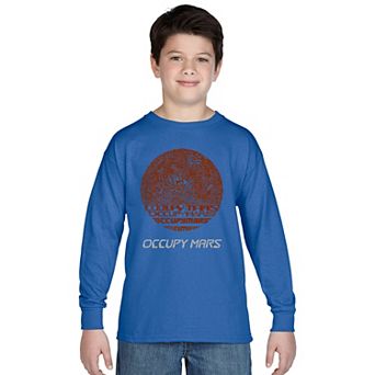 Boy's Word Art Long Sleeve - Occupy Mars