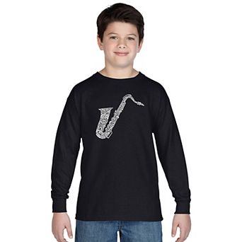 Boy's Word Art Long Sleeve - Sax