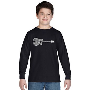 Boy's Word Art Long Sleeve - Country Guitar