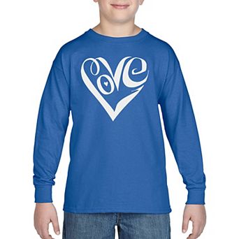 Boy's Word Art Long Sleeve - Script Love Heart