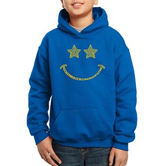 Rockstar Smiley - Boy's Word Art Hooded Sweatshirt