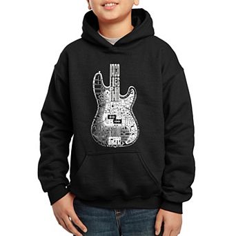 Bass Guitar - Boy's Word Art Hooded Sweatshirt