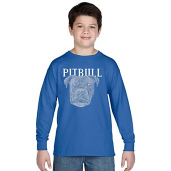 Boy's Word Art Long Sleeve - Pitbull Face