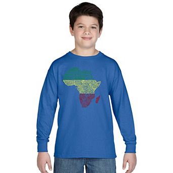 Boy's Word Art Long Sleeve - Countries in Africa