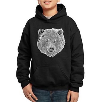 Bear Face - Boy's Word Art Hooded Sweatshirt