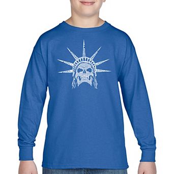 Boy's Word Art Long Sleeve - Freedom Skull