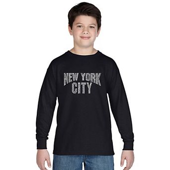Boy's Word Art Long Sleeve - Nyc Neighborhoods