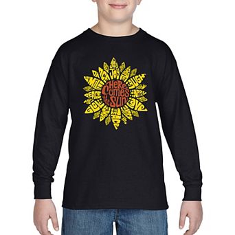 Boy's Word Art Long Sleeve - Sunflower