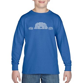 Boy's Word Art Long Sleeve - Peeking Dog