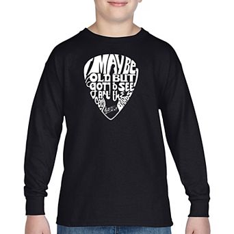 Boy's Word Art Long Sleeve - Guitar Pick