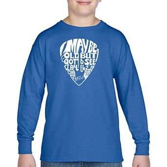 Boy's Word Art Long Sleeve - Guitar Pick