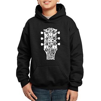 Guitar Head Music Genres - Boy's Word Art Hooded Sweatshirt
