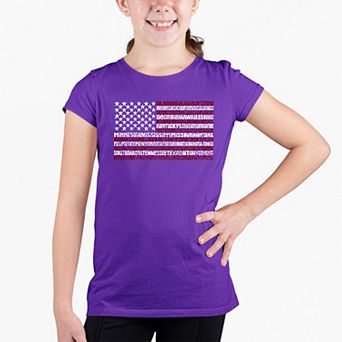50 States USA Flag - Girl's Word Art T-shirt
