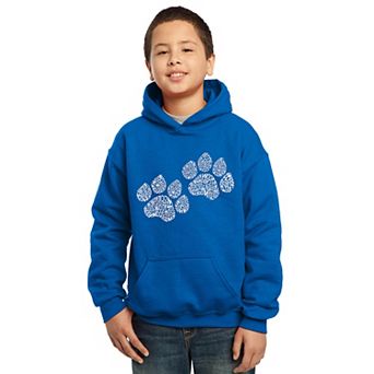 Woof Paw Prints - Boy's Word Art Hooded Sweatshirt
