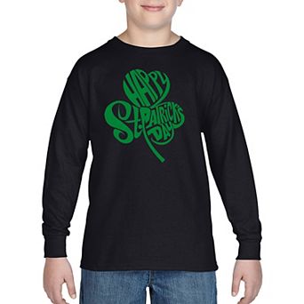 Boy's Word Art Long Sleeve - St. Patrick's Day Shamrock