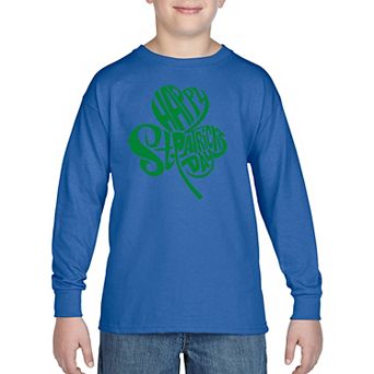 Boy's Word Art Long Sleeve - St. Patrick's Day Shamrock