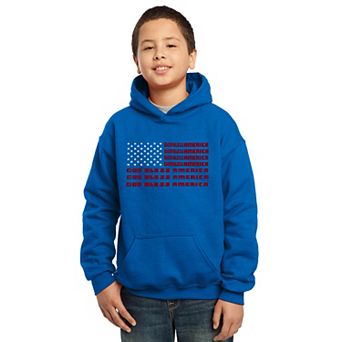 God Bless America - Boy's Word Art Hooded Sweatshirt