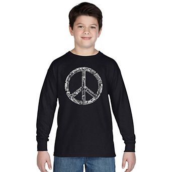 Boy's Word Art Long Sleeve - THE WORD PEACE IN 77 LANGUAGES