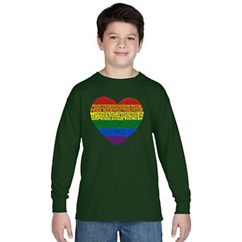 Boy's Word Art Long Sleeve - Pride Heart