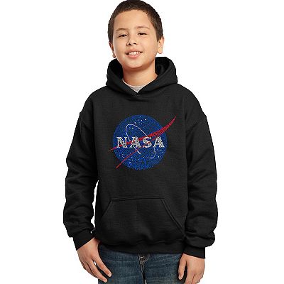 La Pop Art Boy s Word Art Hoodies NASA s Most Notable Missions Black Size Large