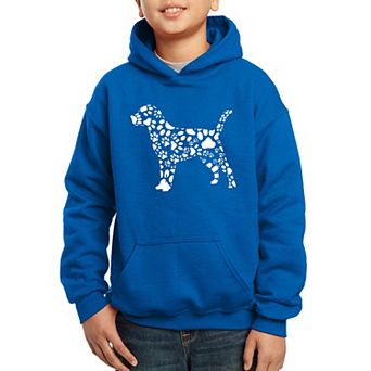 Dog Paw Prints - Boy's Word Art Hooded Sweatshirt