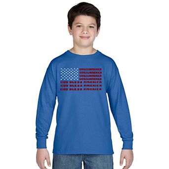 Boy's Word Art Long Sleeve - God Bless America
