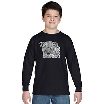 Boy's Word Art Long Sleeve - Pug Face