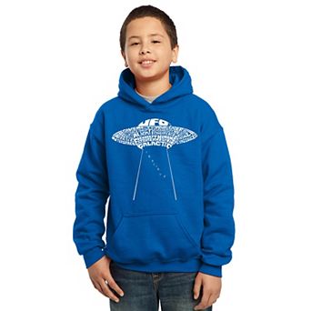Flying Saucer UFO - Boy's Word Art Hooded Sweatshirt