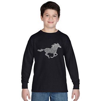 Boy's Word Art Long Sleeve - Horse Breeds