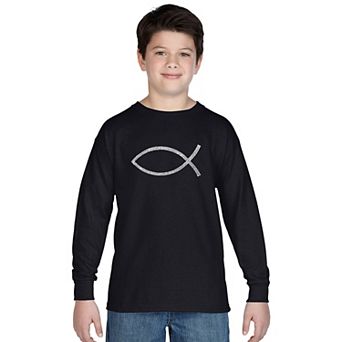 Boy's Word Art Long Sleeve - JESUS FISH