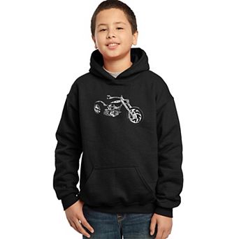 Motorcycle - Boy's Word Art Hooded Sweatshirt