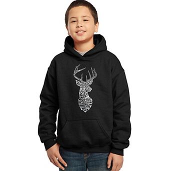 Types of Deer - Boy's Word Art Hooded Sweatshirt