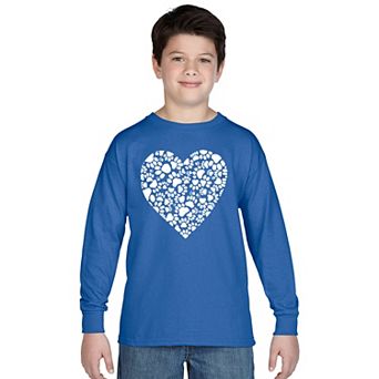 Boy's Word Art Long Sleeve - Paw Prints Heart