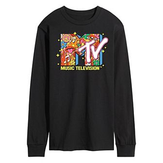 Men's MTV Retro Collage Logo Long Sleeve Graphic Tee