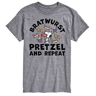 Men's Peanuts Bratwurst Pretzel Repeat Graphic Tee