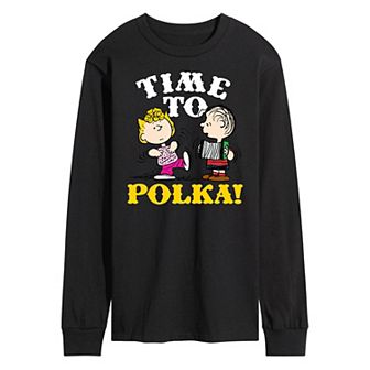 Men's Peanuts Octoberfest Linus and Lucy Polka Long Sleeve Graphic Tee