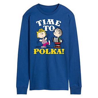 Men's Peanuts Octoberfest Linus and Lucy Polka Long Sleeve Graphic Tee