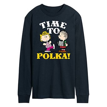 Men's Peanuts Octoberfest Linus and Lucy Polka Long Sleeve Graphic Tee