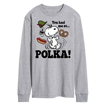 Men's Peanuts Octoberfest Snoopy Polka Long Sleeve Graphic Tee