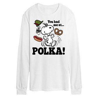 Men's Peanuts Octoberfest Snoopy Polka Long Sleeve Graphic Tee