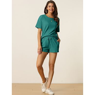 Womens Lounge Sets Short Sleeve With Shorts Pullover Outfit Summer Casual Tracksuits
