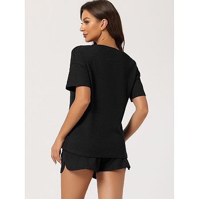 Womens Lounge Sets Short Sleeve with Shorts Pullover Outfit Summer Casual Tracksuits
